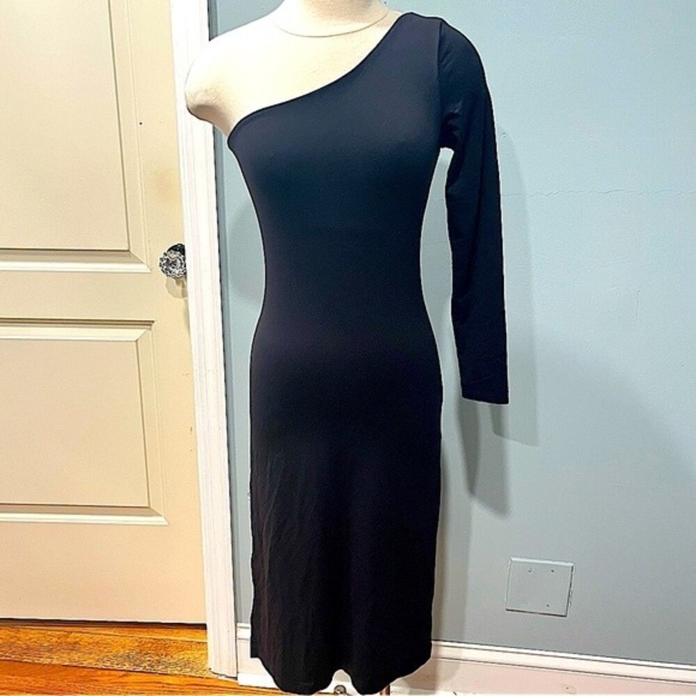 Guess Jeans Black One Shoulder Long Sleeve Dress Size Medium